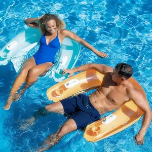 Sit 'N Float Inflatable Pool Lounge | Built-in Cup Holders, Heavy-Duty Handles, 220LB Capacity 58" x 39"