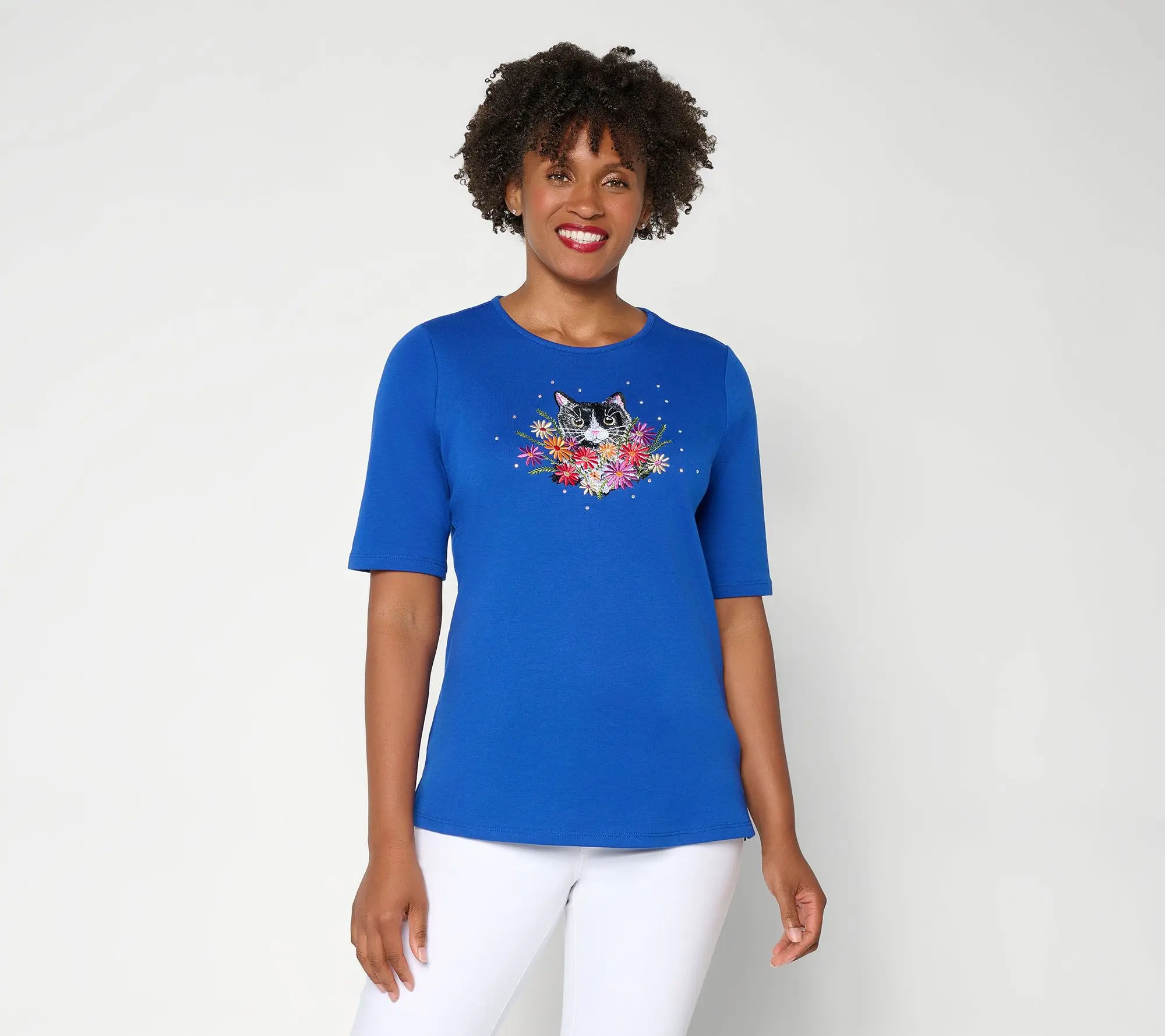 Quacker Factory Sitting Pretty Elbow Sleeve Top