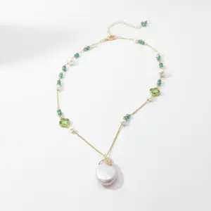 Unique Moss Green Pearl Necklace!  So Chic & Luxe!   #TikTokMadeMeBuyIt #StatementNecklace#Birthday Gifts #Anniversary Gifts #Jewelry for Women Girls #Christmas Gifts