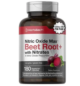 Horbäach Nitric Oxide Beet Root Capsules | 180 Count | with Nitrates and Precursor | for Men and Women | Vegetarian, Non-GMO, Gluten Free Supplement