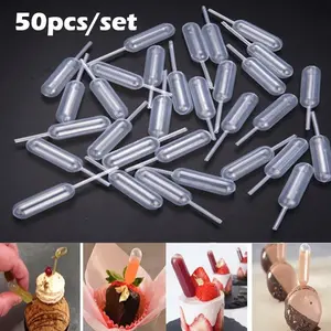 50pcs 1.35oz Disposable Plastic Transfer Pipettes - Precision Squeeze Droppers for Cake Decorating, Desserts, Chocolate Strawberries & Layered Treats, Cake Baking Supplies, Cake Pop Tool