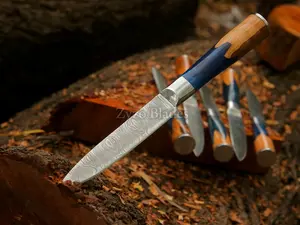 Handcrafted 6 Pcs Damascus Steel Steak Knife Set