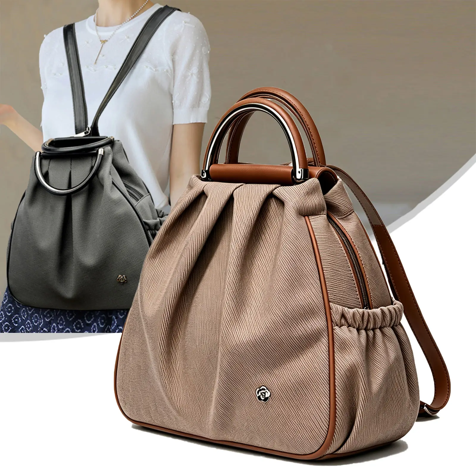 Women's Fashion Solid Anti-Theft Convertible Backpack Purse - 3-Way Wear (Backpack/Chest Bag/Handbag), Hidden Back Security Zipper Pocket, Ample Multi-Layer Storage for Tablet, Cosmetics & Daily Essentials (Ideal for Commuting), Ample Storage, Convertible