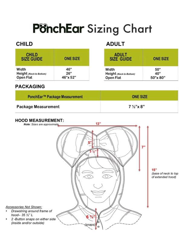 PonchEar- Adult (Vacation Rain Poncho with Hooded Design Reusable Durable Practical Rain Accessory)