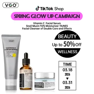 VGO Snail Mucin 92% Moisturizer 50g + Double-Tube Dual-Effect Facial Cleanser 100g + Vitamin C Facial Serum 30ml – Cleanse · Hydrate · Brighten Trio – Repairs Dryness, Brightens Skin, Strengthens Barrier