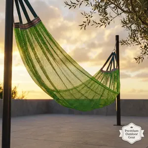 Hammock outdoor ice silk mesh swing curved stick anti-rollover camping travel supplies indoor leisure