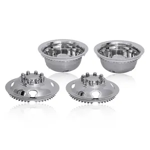 Wheel Simulators Stainless Steel 16-inch (Set of 4) 16in Dually Wheels Simulator - Truck Accessories Best for Pick-up Trucks Vans RV Hub Caps Rim Skin Chrome Cover Parts - Universal Fits 8 Lug, 4 Hole