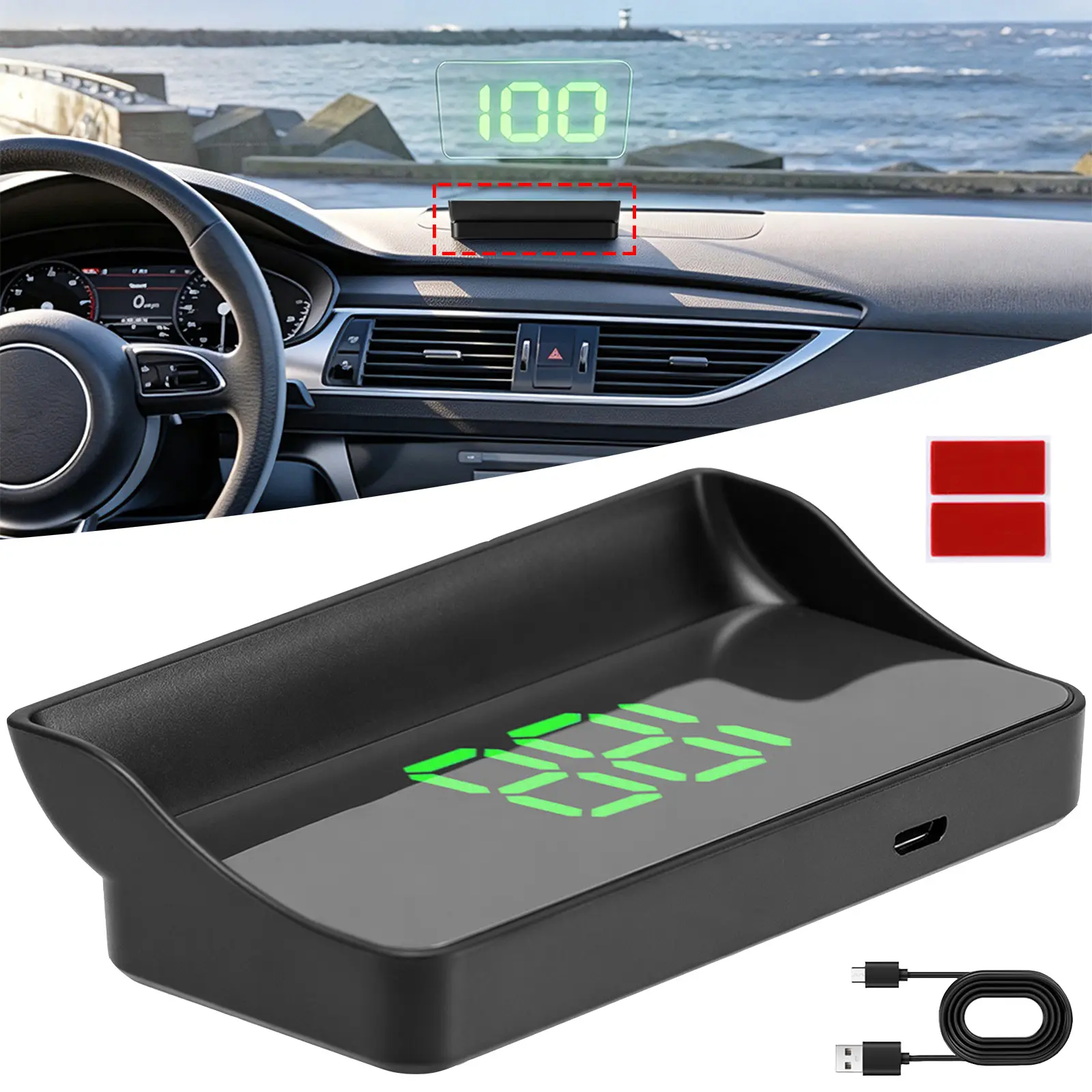 Car HUD Head Up Display Digital Speedometer, Plug & Play, Easy Read Speed Display for Car Truck SUV RV Van