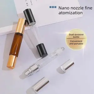 2PCS Refillable Dual-Use Perfume Bottles - Easy-to-Clean, Compact, Portable, Fine Mist Spray & Smooth Rollerball Storage Bottles for Home Organization
