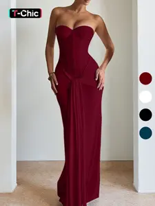 Elegant Chic Summer Fashion Strapless Maxi Dress for Parties & Events