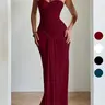 Elegant Minimalist Chic Summer Fashion Strapless Maxi Dress Formal Party Wear for Parties & Events