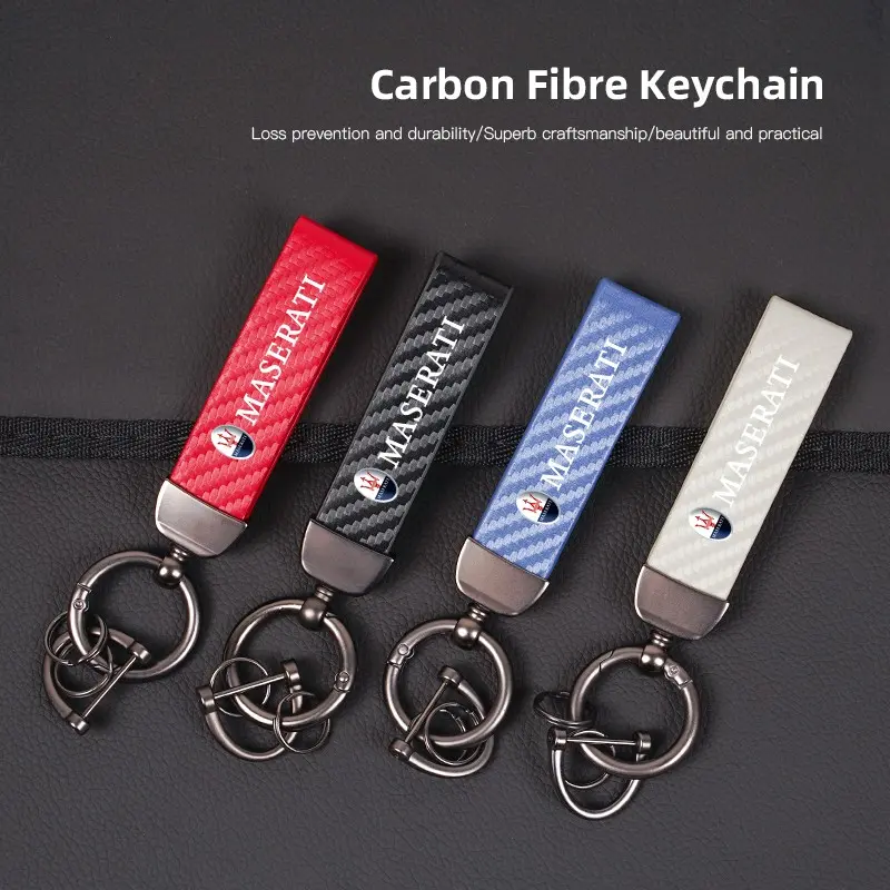 Lanyard Nylon Printing Emblem Style Keychain For Maserati Levante Ghibli MC20 Grecale Quattroporte GranTurismo President GranCabrio Coupe Spyder Car Logo Keychains