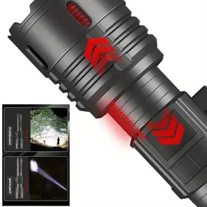 2024 1000000LM Super Bright Zoom XHP70 LED Flashlight USB Rechargeable Tactical Torch, High Power Led Flashlight, Powerful Tactical Flashlight With Zoomable, 6 Modes, Waterproof, Flashlight For Camping, Hiking, Emergencies