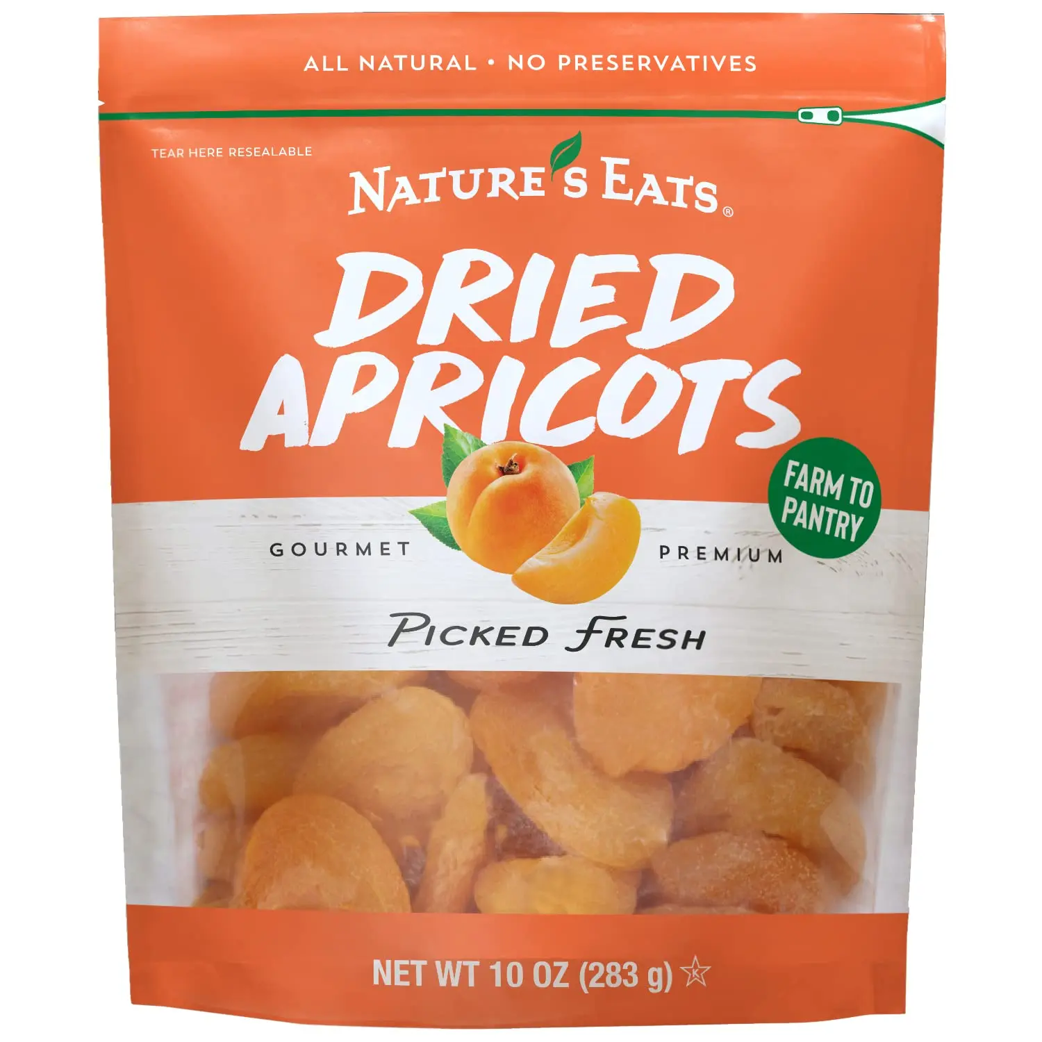 Nature's Eat Sun-Dried Turkish Apricots - Organic, No Sugar Added, Gluten-Free, Vegan Healthy Fruit Snacks for Adults - 10 oz Resealable Bag (Pack of 1)
