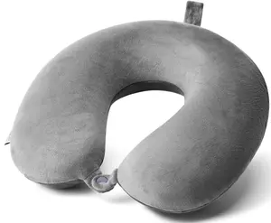 Travel Pillow, 100% Pure Memory Foam Neck Pillow, Suitable for Airplanes, Cars, Trains, Office Naps, Home Lounge Chairs, Removable and Washable Pillow Cover (Gray)