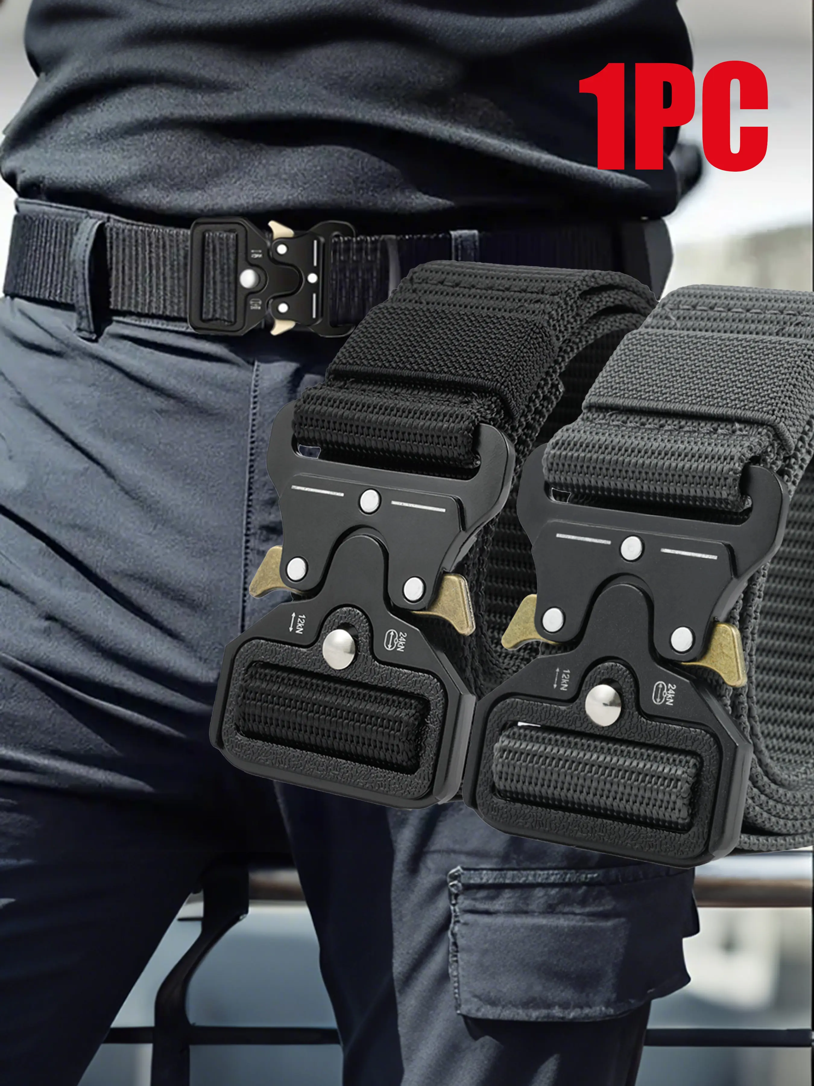Tactical Quick Release Belt, Outdoor One Click Buckle Hiking Belt, Durable Adjustable Design, Breathable Comfort Fit, Belt Rugged Trail, Adjustable Belts