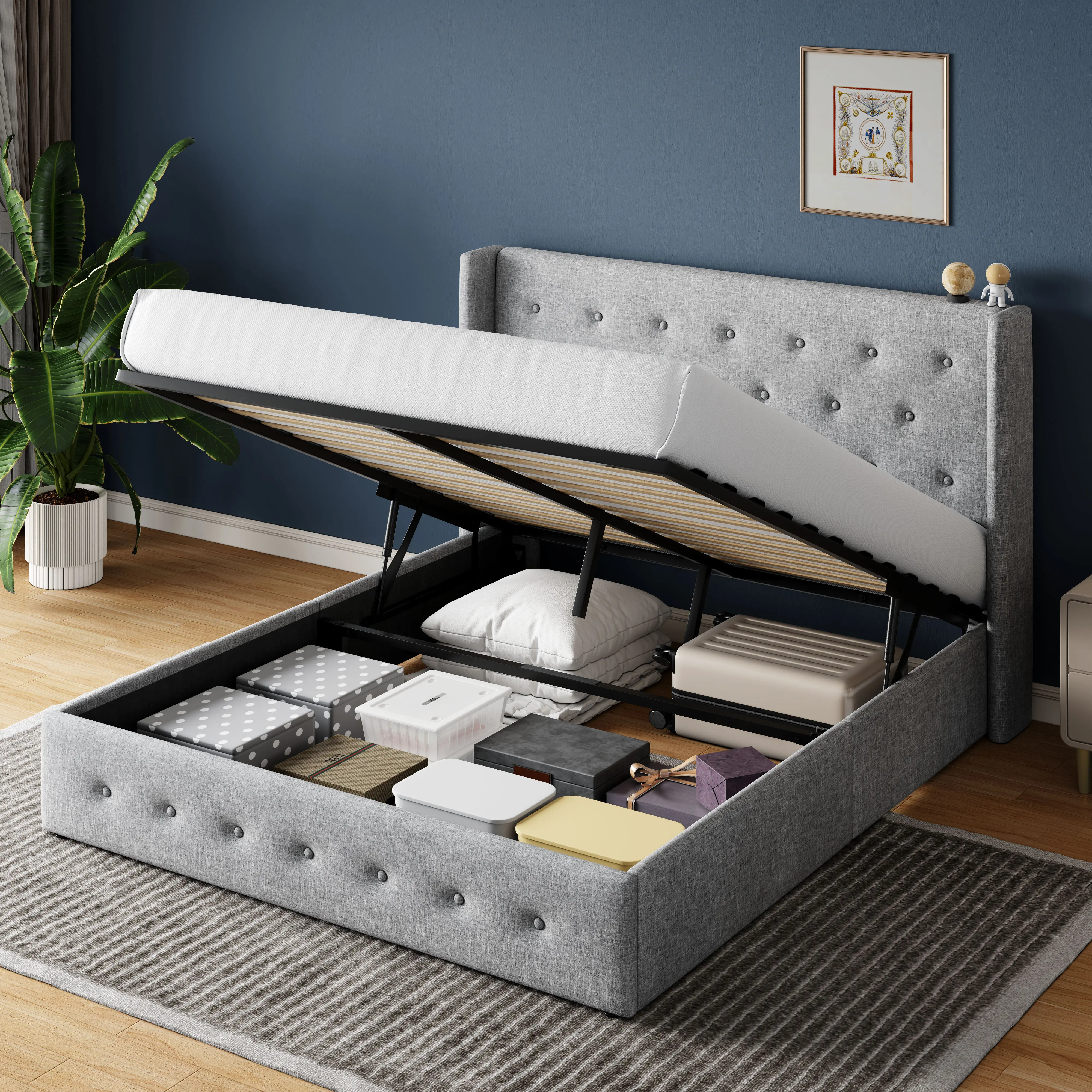 Light Grey-Button-Tufted Design