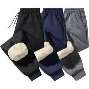 3 Pack Men's Winter Fleece Sweatpants Sherpa Lined Joggers Active Thermal Jogger Pants Warm Thick Track Pants with Pockets