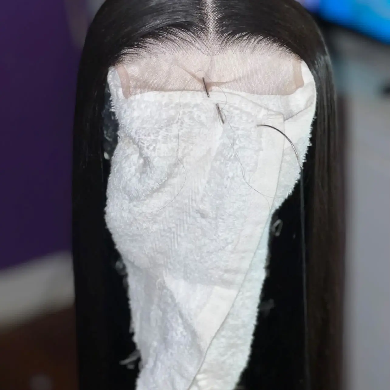 Custom 26inch 5x5 Bust Down Transparent Lace Closure Wig. (DYED JET BLACK) Unprocessed Virgin Body Wave Brazilian Hair