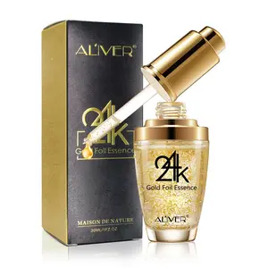 Aliver 24k Essence Serum 30ML, Nano Gold Foil Pore Tightening Moisturizing Nourishing Skin Care Liquid, Brighten Complexion Reduce Dark Spots Fine Lines