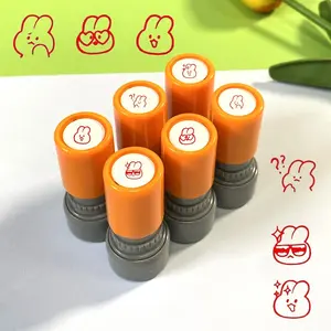 Cartoon Rabbit Pattern Stamp, 6 Counts/set Cute Animals Pattern Stamp, Teacher Teaching Reward Stamp, Daily Planner Stamp, Office Stationery & Supplies