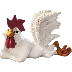 White Rooster Statue with Enchanting Posture & Long Eyelashes Table Art Sculpture Funny Resin Figurine Decoration, Rustic Country Kitchen Decor, Farm Animal Table Ornament as Housewarming Gifts