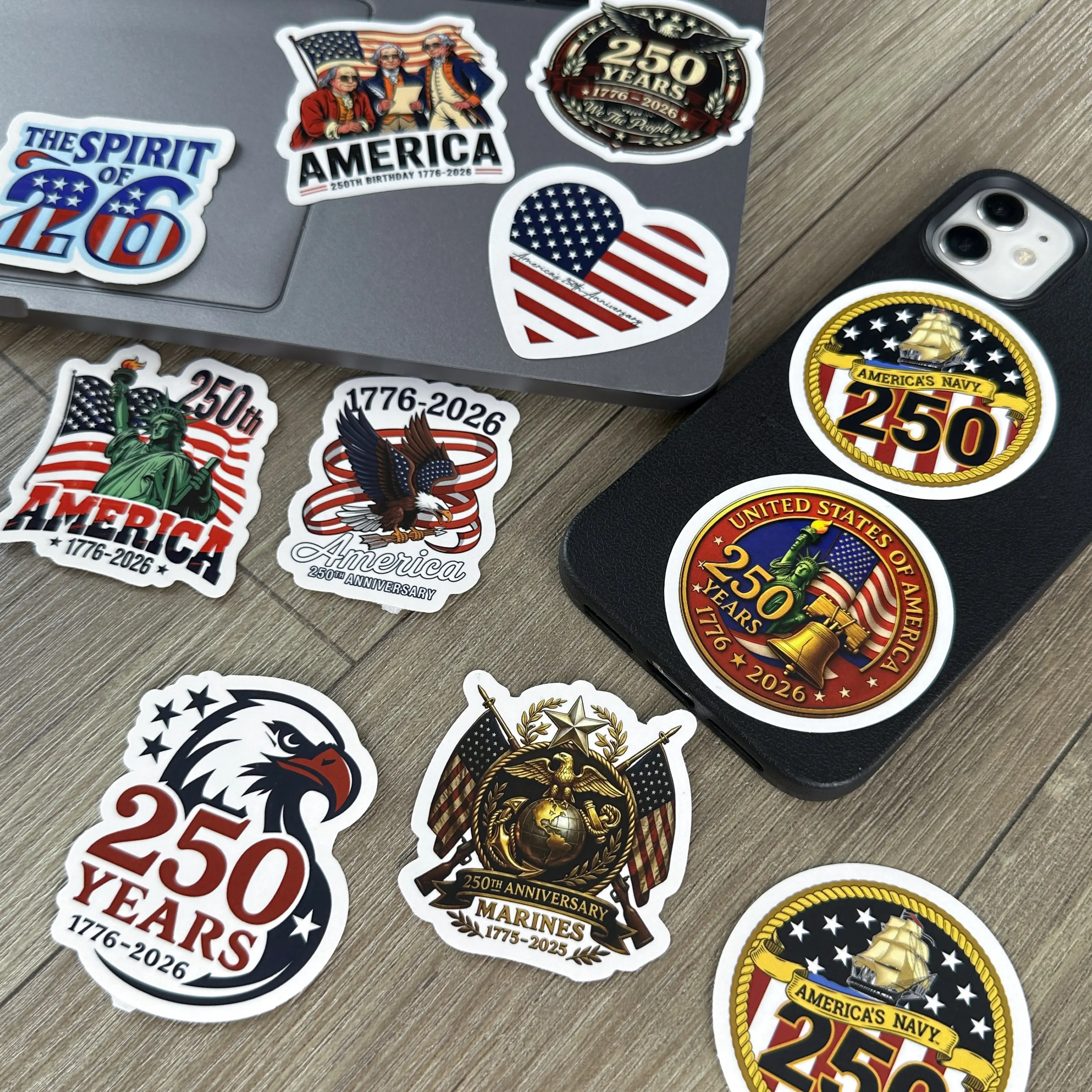 USA 250th Anniversary Sticker, RANDOM 250th Anniversary USA Sticker Pack,  USA 250th Anniversary Stickers – 1776–2026 Patriotic Eagle & Freedom, 1776–2026 USA 250 Years Sticker Pack – American Freedom & Eagle Design