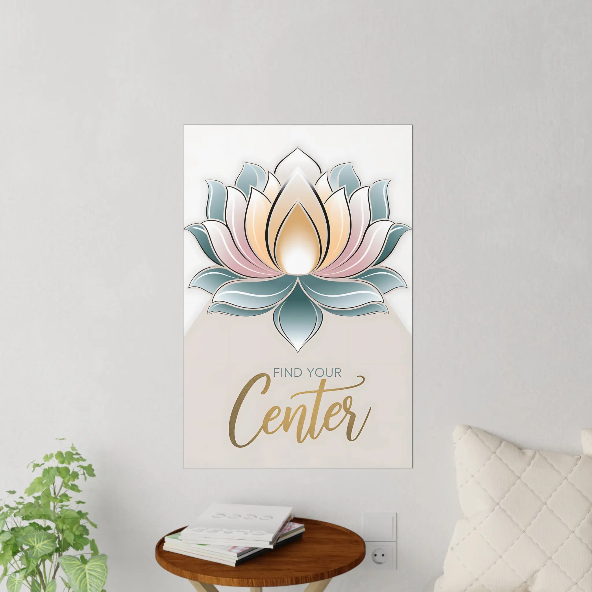 Lotus Flower Wall Decal, Find Your Center Mindfulness Decor, Yoga Studio Decal, Meditation Room Art, Positive Affirmation Decal, Zen Home