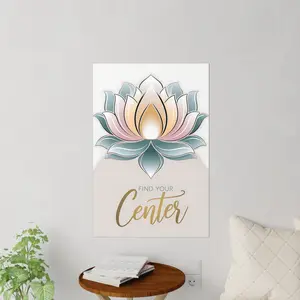 Lotus Flower Wall Decal, Find Your Center Mindfulness Decor, Yoga Studio Decal, Meditation Room Art, Positive Affirmation Decal, Zen Home