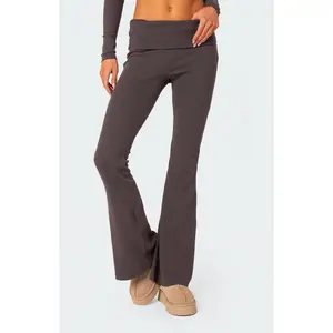 Edikted Women's Coffee Break Ribbed Flare Leggings