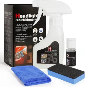 Car Headlight Restoration Kit Restore Yellow Hazy Oxidized Headlamps to Crystal Clear with Waterproof Gloss Finish Polishing Pads Compounds Sealant for 4-5 Treatments Car Truck RV Motorcycle SUV All Vehicles