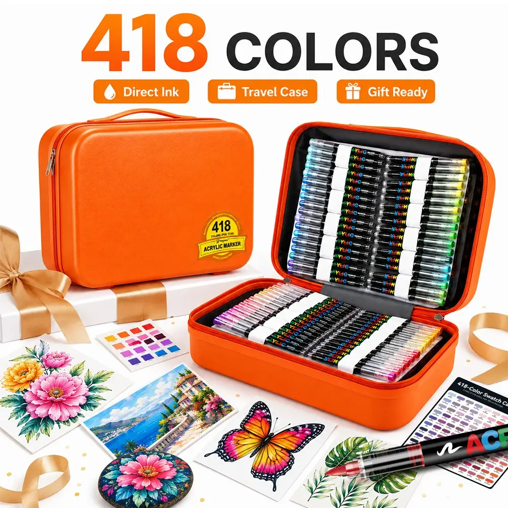418 Colors Direct Liquid Acrylic Markers, Quick Drying, Fade Resistant, Perfect for Painting, Illustrations, Handcrafted Art, DIY Projects