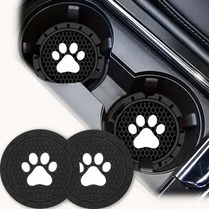 2 Pack Car Cup Holder Coasters Car Interior Accessories 2.75 inch Universal Silicone Anti Slip Cute Dog Paw Car Coaster