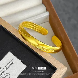 Heart Sutra Open Bangle, Ancient-Style Gold-Plated Cuff with a Sandblasted Finish, Ethnic Metal Jewelry Gift for Women, Gifts