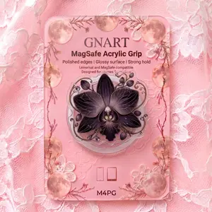 Black Orchid Phone Grip Gothic Botanical Gold Veins Acrylic MagSafe Holder Moody Floral Phone Stand Witchy Goth Aesthetic Tech Accessory Gift for Her