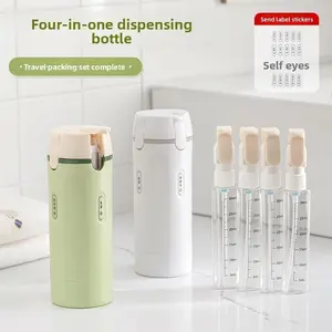 4-in-1 Rotating Travel Bottle Set, Compact Portable Dispenser for Shampoo, Skincare, Cosmetic Products, White Home Supplies Storage Canister