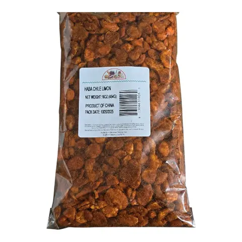 Haba Con Chile y Limon 16oz Con cascara y sin cascara- Tangy & Spicy Chile-Limón Flavor Extra Crunchy Roasted Broad Beans Perfect for Snacking Sharing or Party Mixes