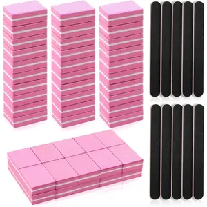 60 Pack Nail Buffer Block, Nail Buffers, Nail Files and Buffers, Mini Buffer Block Nail File, 100/180 Grit Buffing Blocks for Acrylic Nails and Natural Nails (Pink & Black)