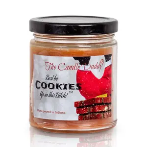 Best Be Cookies Up In This Bitch Holiday Candle - Funny Snickerdoodle Cookie Scented Candle - Funny Holiday Candle for Christmas, New Years - Long Burn Time, Holiday Fragrance - 6oz