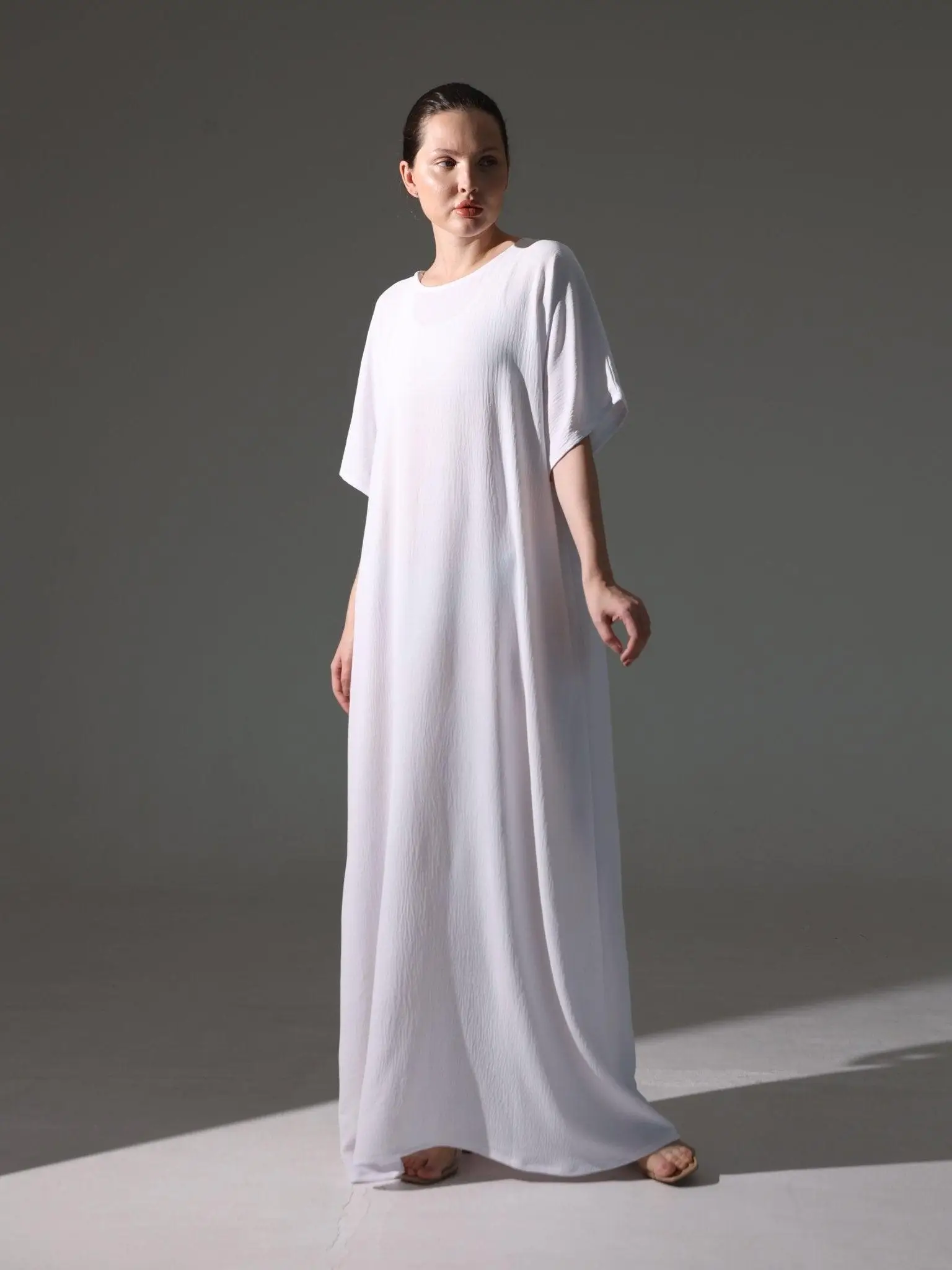 Crepe Abaya Inner Slip Dress - Elegant White
