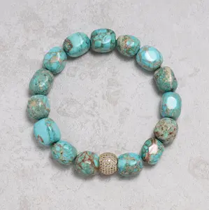 9x11mm King Turquoise Gemstone Elastic Bracelet
