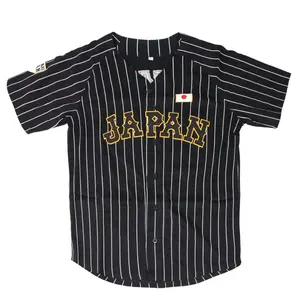 Shohei Ohtani 16 Japan Samurai Black Pinstriped Baseball Stitch Mens Jersey Black White Jersey with Gold "JAPAN" Lettering
