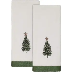 Soft Absorbent Cotton Fingertip Towels Set of 2, Ideal for Christmas Decorations and Holiday Tree Collection