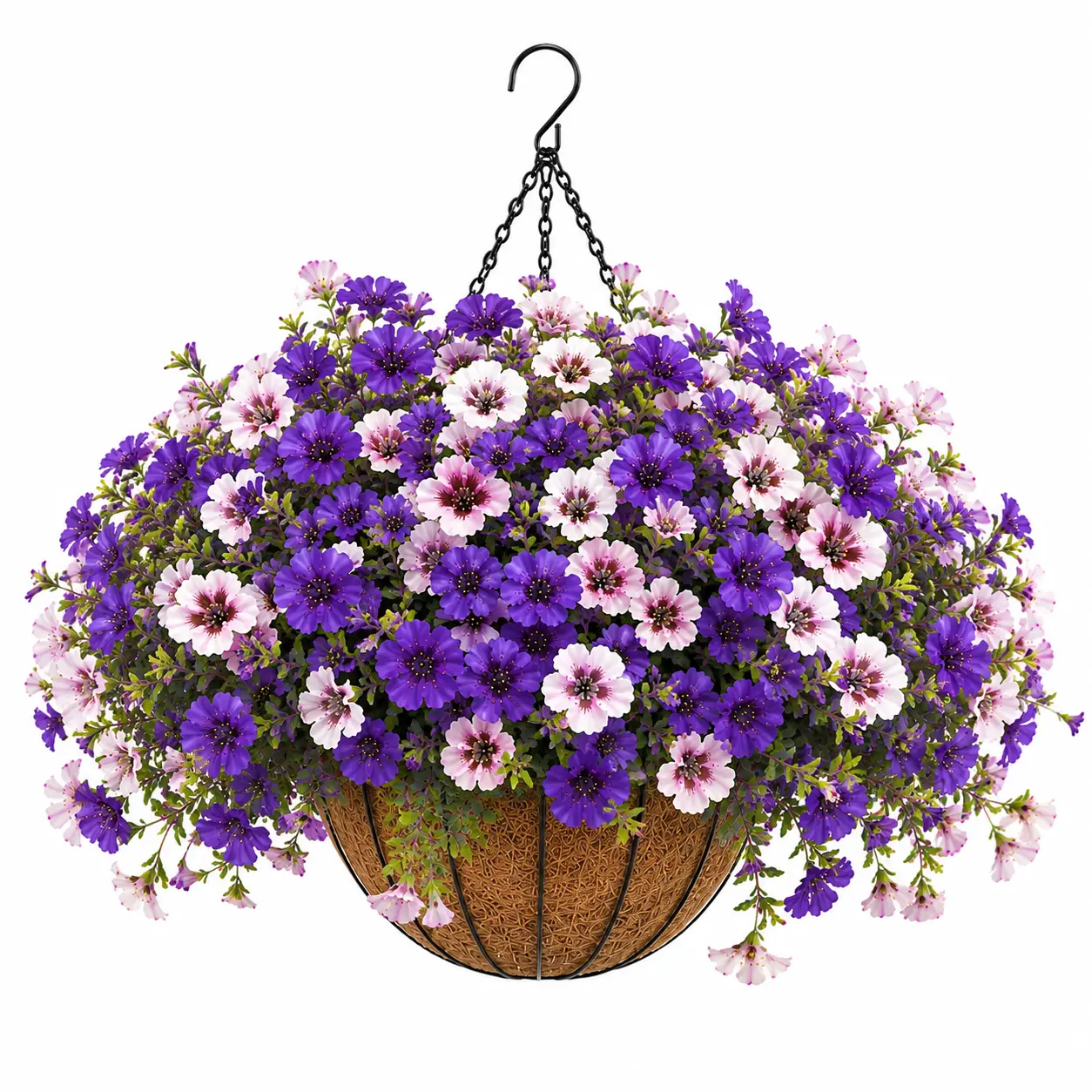 Outdoor Artificial Flowers Morning Glory Hanging Basket - UV-Resistant Faux Flowers with Greenery, ColorfulDecorative Hanging Planters & Baskets for Balcony Garden,Plant Decor (Multiple Colors)