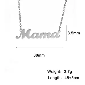 COOLTIME Mama Letters Pendant Necklace for Mom Stainless Steel Charm Clavicle Chain Choker Mother'S Day Jewelry Birthday Gift cooltime