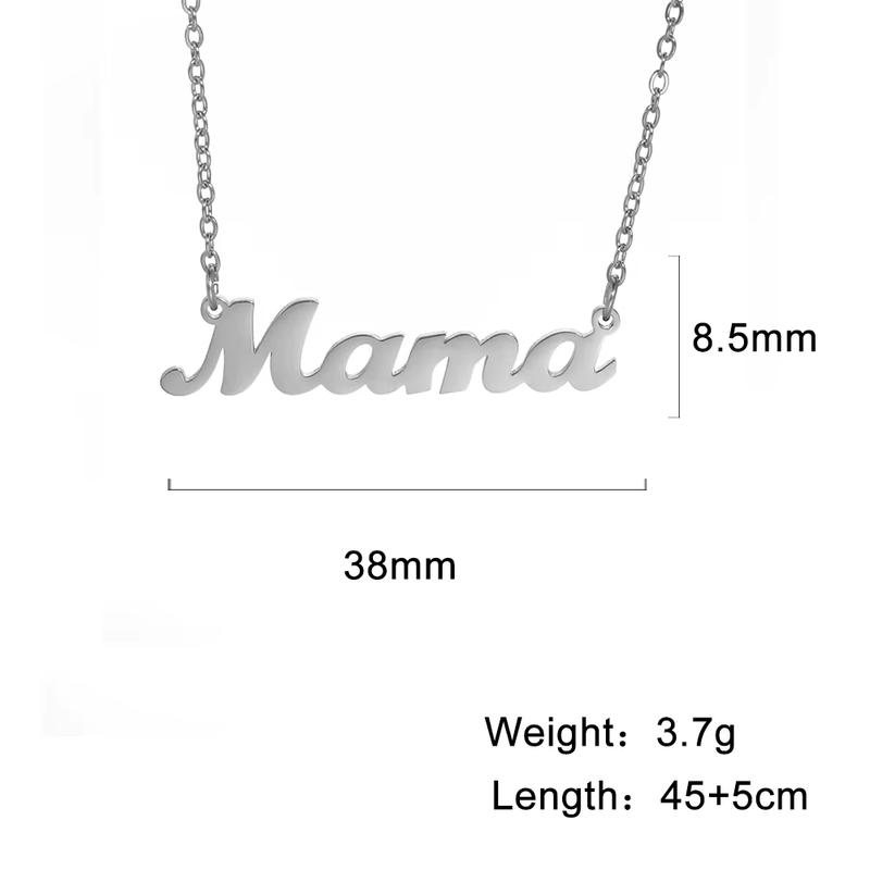 COOLTIME Mama Letters Pendant Necklace for Mom Stainless Steel Charm Clavicle Chain Choker Mother'S Day Jewelry Birthday Gift cooltime