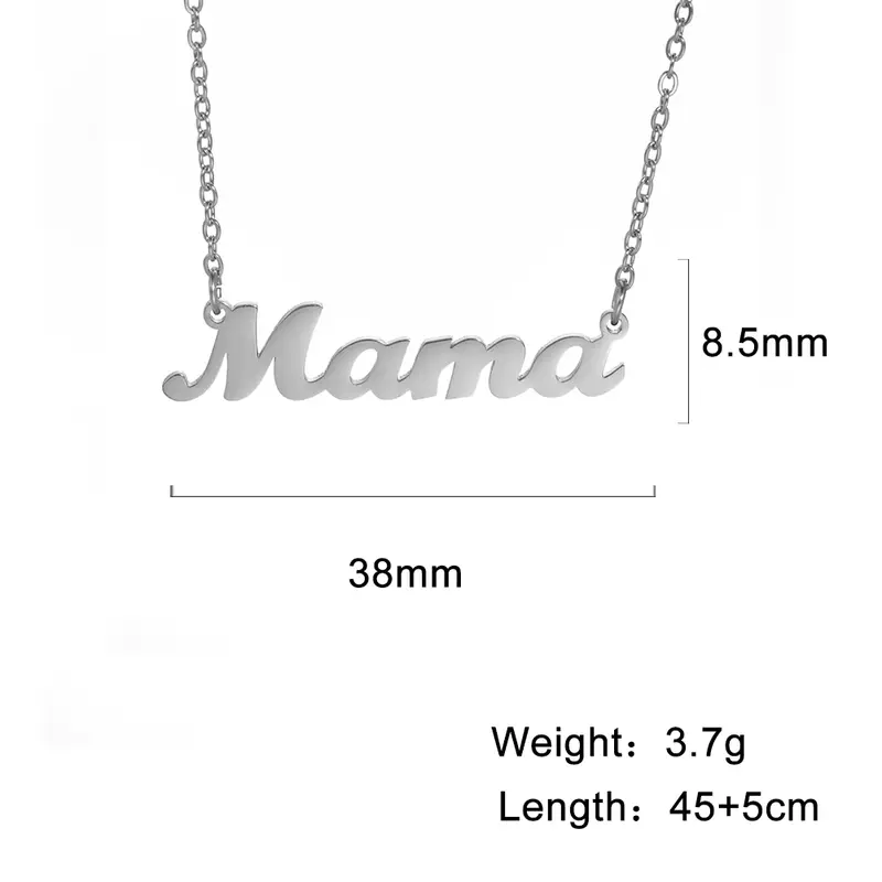 COOLTIME Mama Letters Pendant Necklace for Mom Stainless Steel Charm Clavicle Chain Choker Mother'S Day Jewelry Birthday Gift cooltime