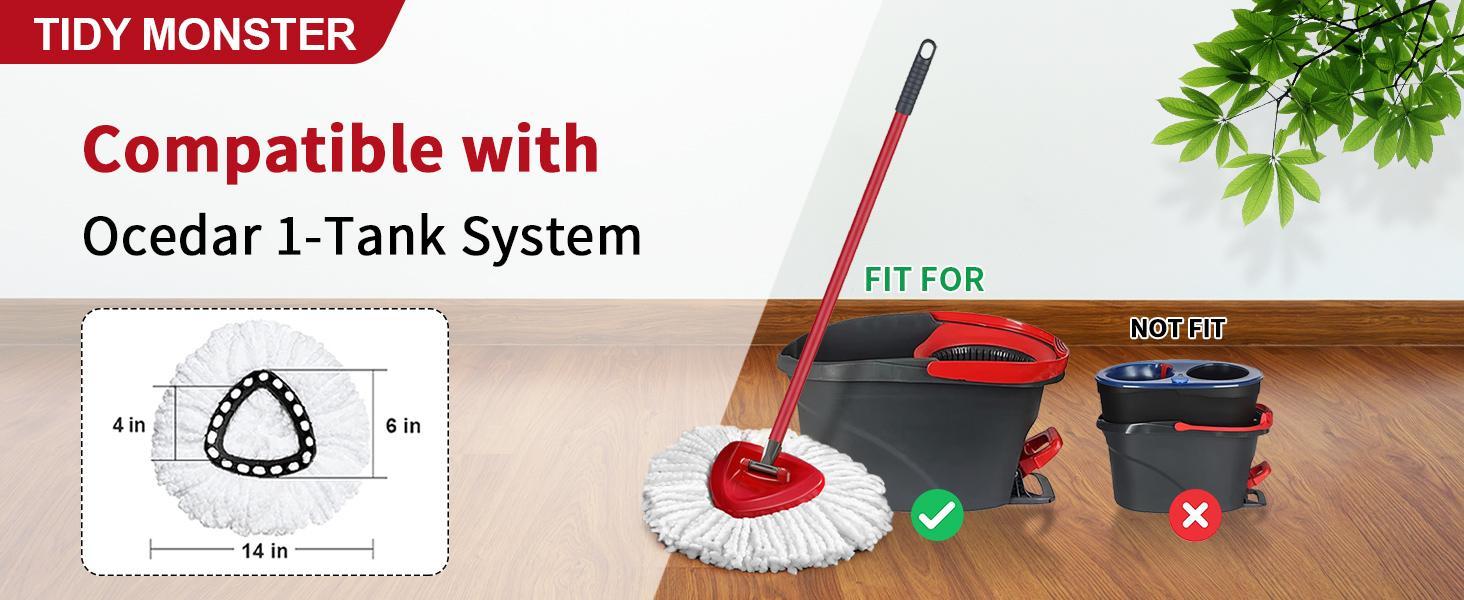 For O-Cedar Upgraded Stainless Steel Wire Scrub Brush for Microfiber Mop Head Replacement - 1 Tank System, Spin Mop Head Set, Machine Washable