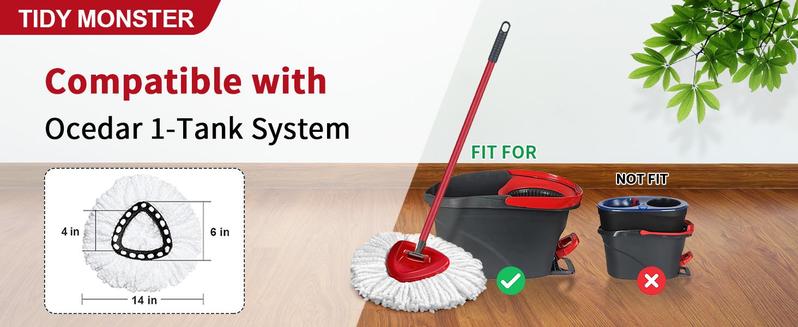 For O-Cedar Upgraded Stainless Steel Wire Scrub Brush for Microfiber Mop Head Replacement - 1 Tank System, Spin Mop Head Set, Machine Washable