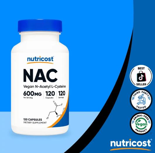 Nutricost N-Acetyl L-Cysteine (NAC) 600mg, 120 Capsules | GMO-Free And Gluten Free